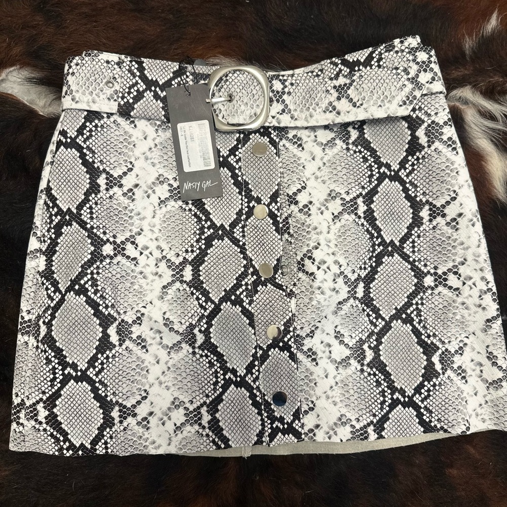Faux leather Nasty Gal Black and White A-Line Mini Skirt